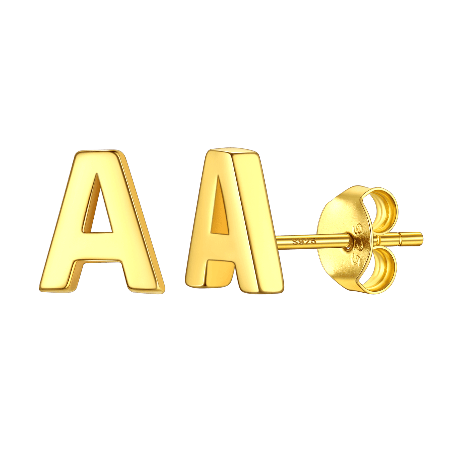 Sterling Silver Tiny Initial Letter Earrings Alphabet Studs for Women Girls Men