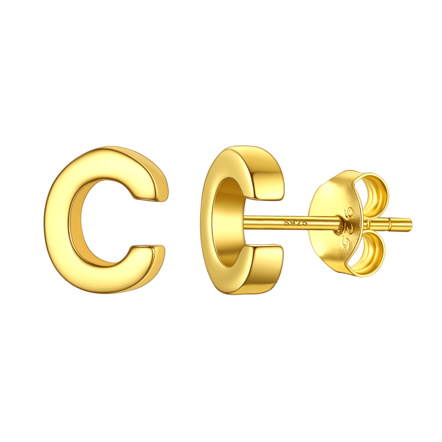 Sterling Silver Tiny Initial Letter Earrings Alphabet Studs for Women Girls Men