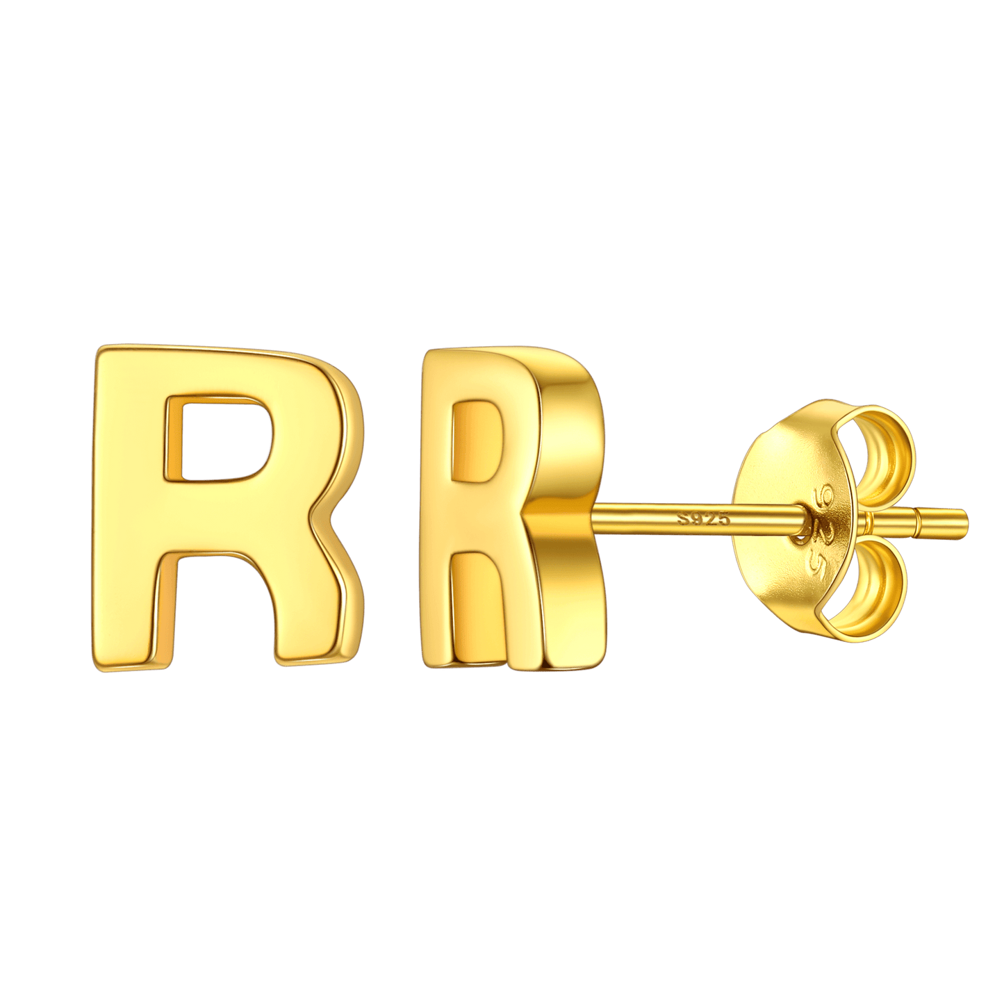 Sterling Silver Tiny Initial Letter Earrings Alphabet Studs for Women Girls Men