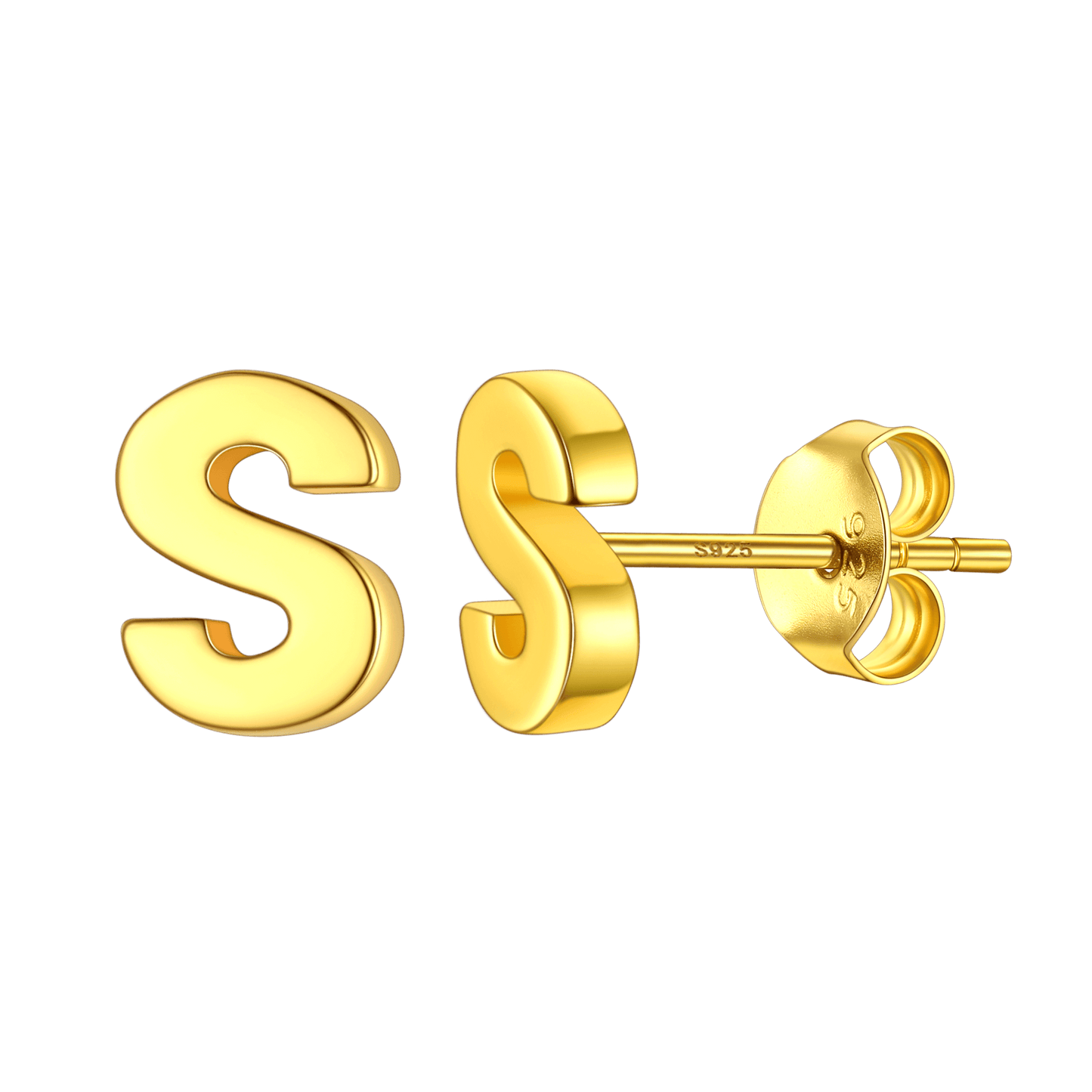 Sterling Silver Tiny Initial Letter Earrings Alphabet Studs for Women Girls Men