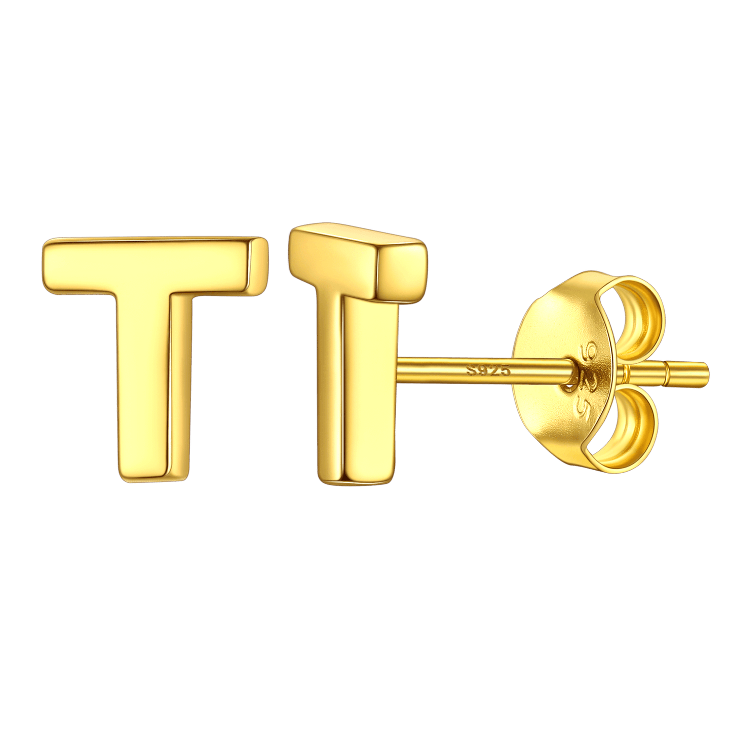 Sterling Silver Tiny Initial Letter Earrings Alphabet Studs for Women Girls Men