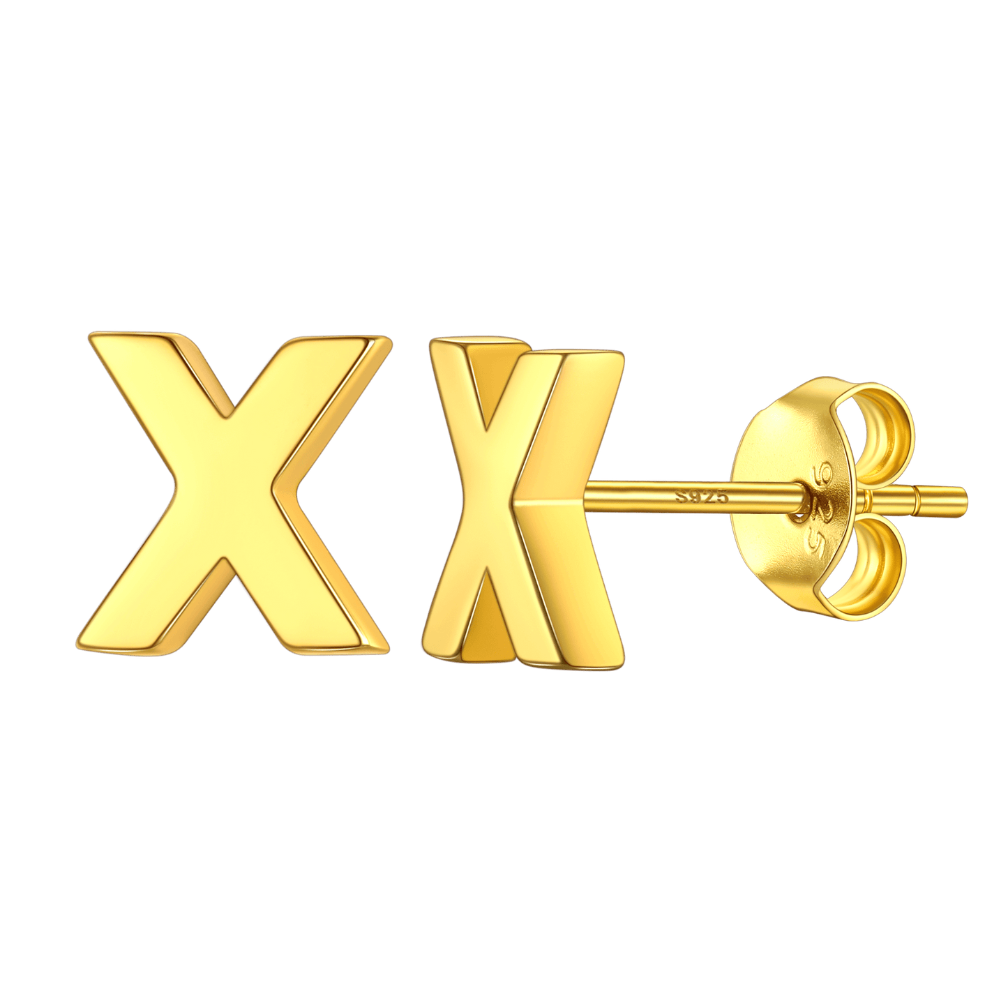 Sterling Silver Tiny Initial Letter Earrings Alphabet Studs for Women Girls Men