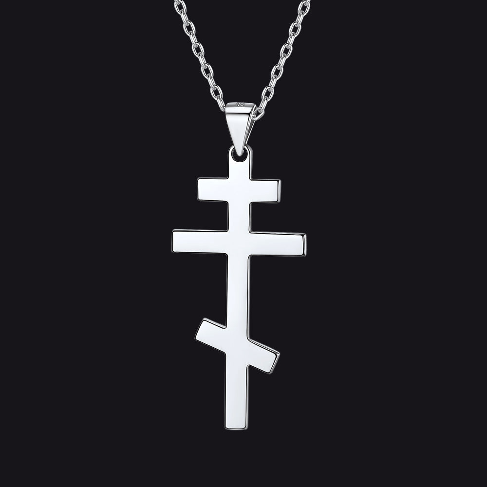 925 Silver Russian Orthodox Jesus Cross Necklace – Religious Jewelry for Men
