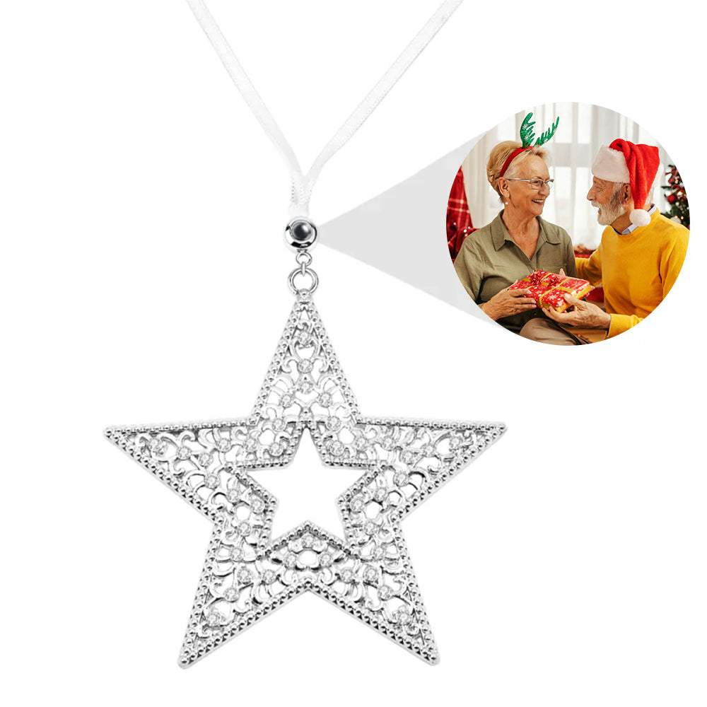 Photo projection star Christmas ornament, Christmas gift for couple