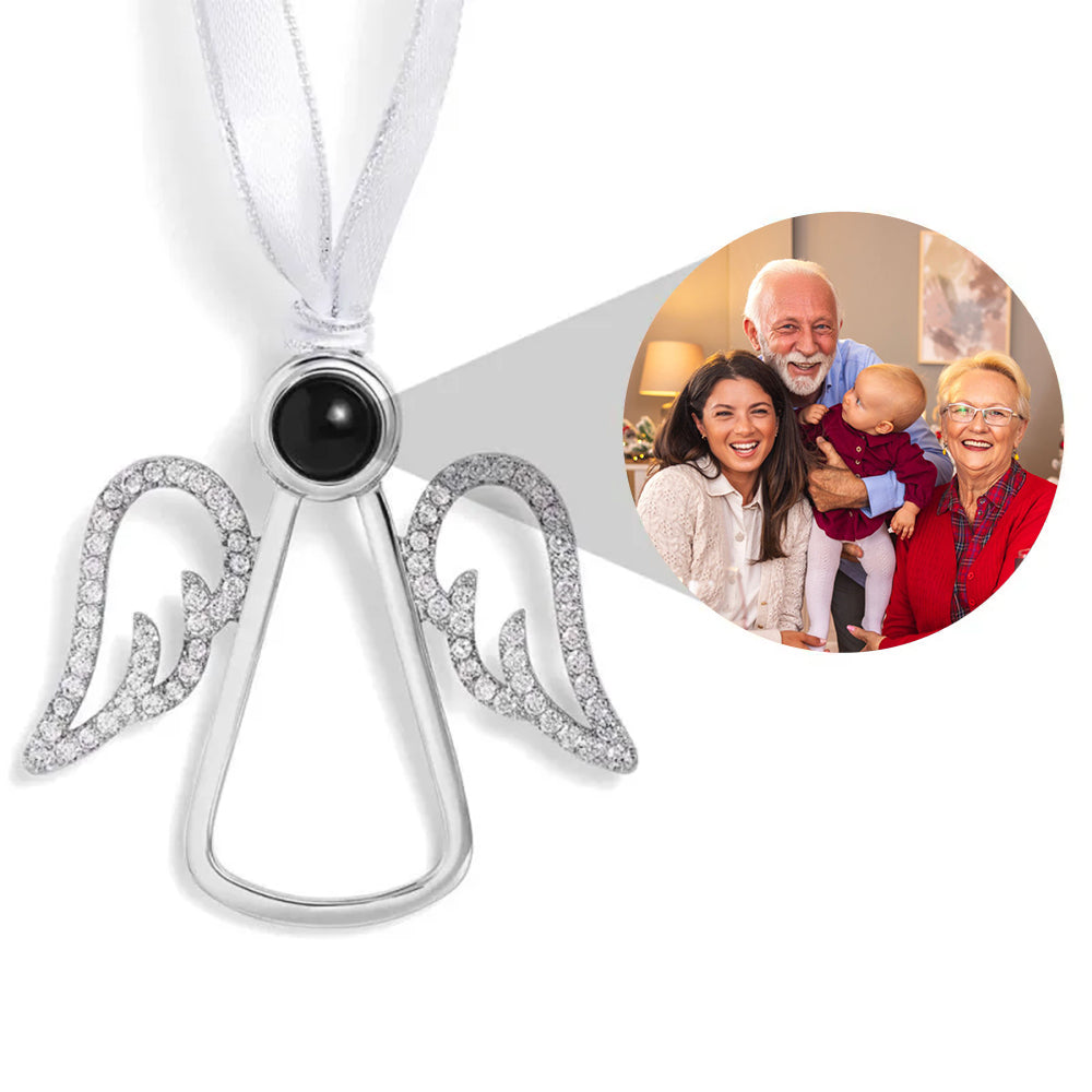 Angel photo projection Christmas ornament, family picture decoration