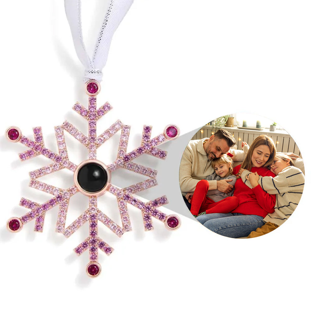 Personalized Photo Projection Christmas Snowflake Ornament, family photo inside