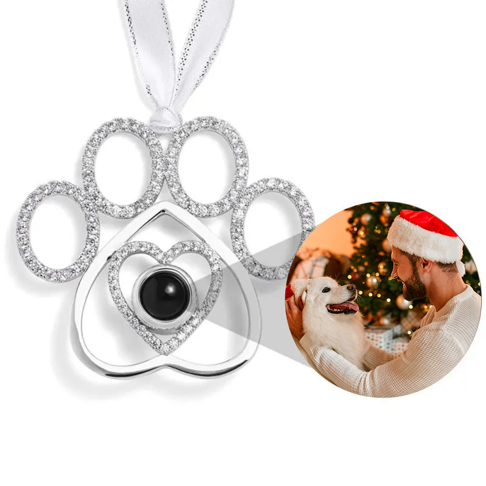 Personalized Paw Print Photo Ornament, Christmas gift for pet lovers