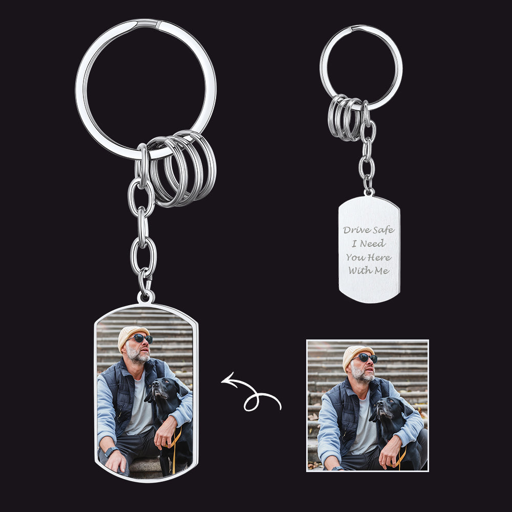 Personalized Dog Tag Keychain With Picture for Men Women FaithHeart Jewelry