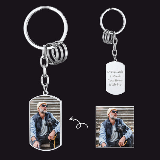 Personalized Dog Tag Keychain With Picture for Men Women FaithHeart Jewelryimg