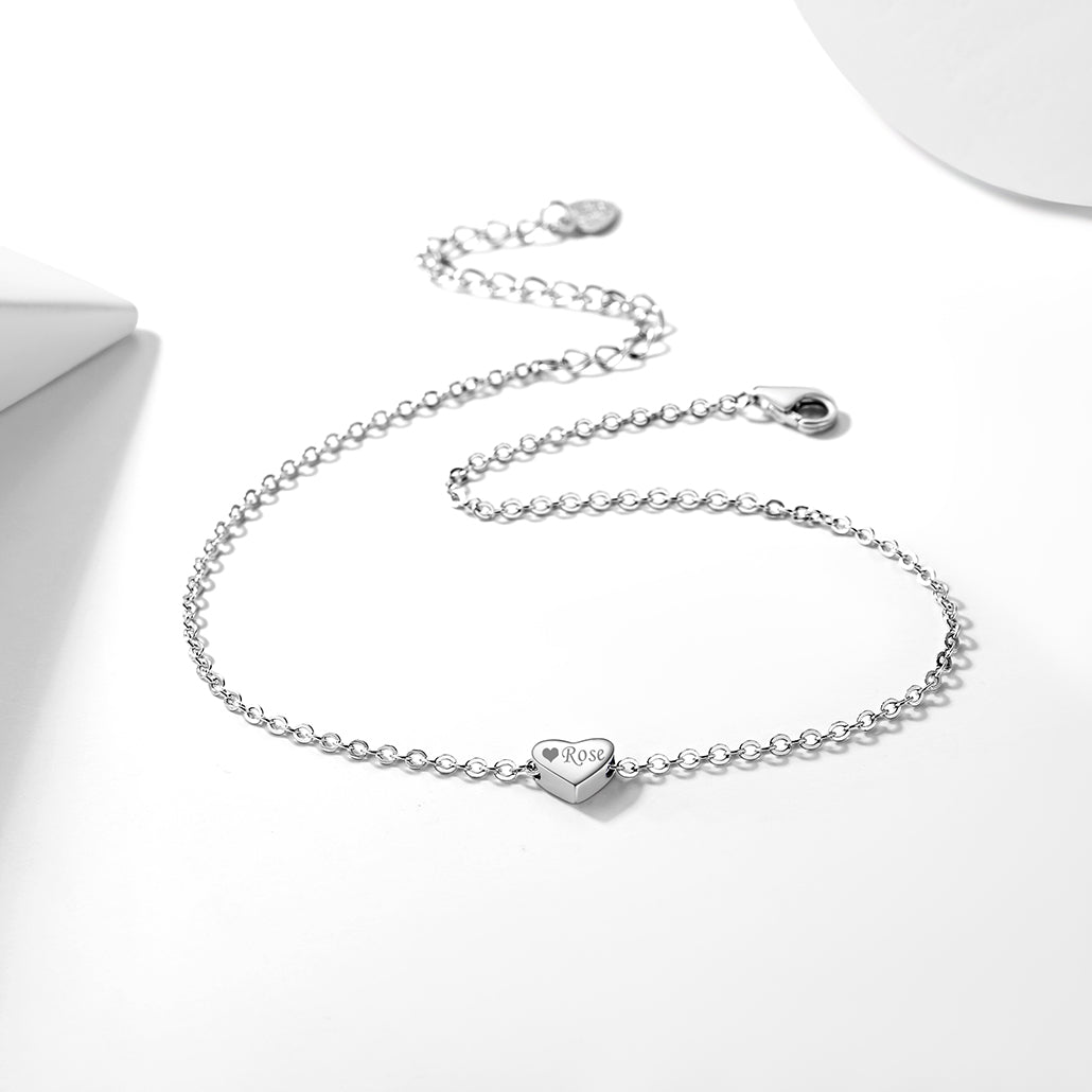 Personalized Heart Anklet Beach Barefoot Jewelry