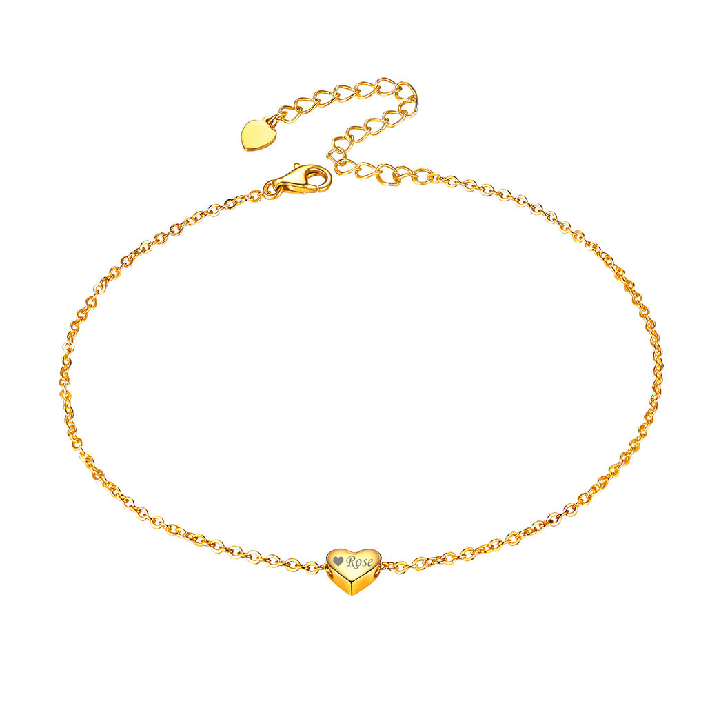 Gold Personalized Heart Anklet Beach Jewelry for Girls