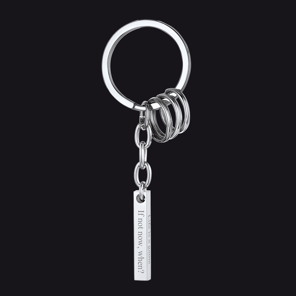 Personalized Long Bar Keychain for Men Women
