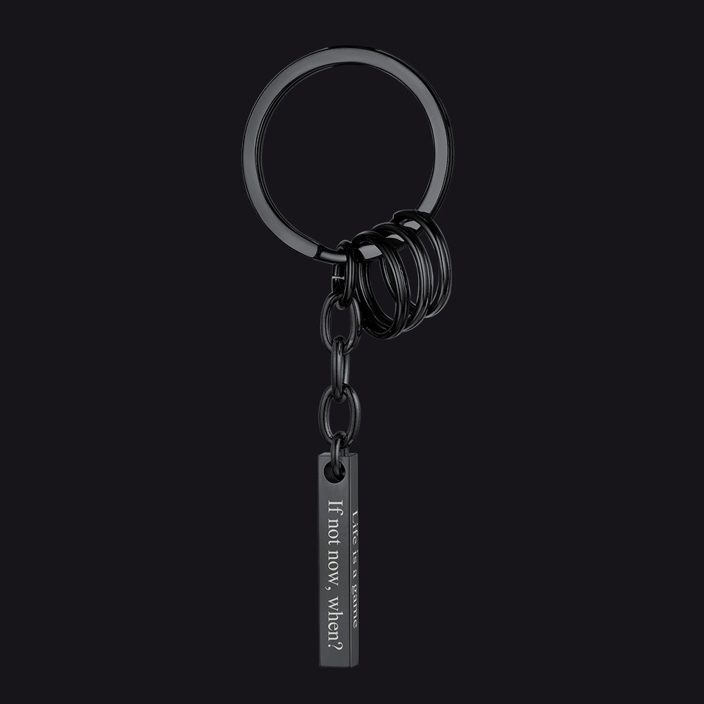 Personalized Long Bar Keychain for Men Women