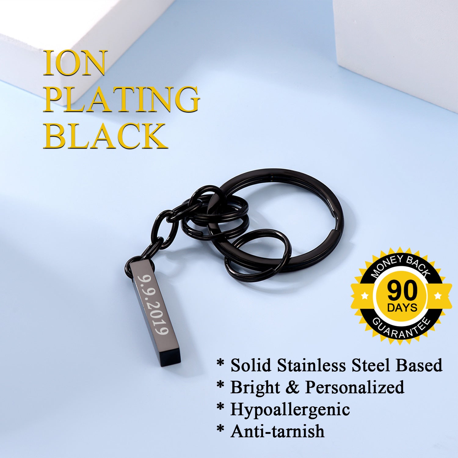 Personalized Long Bar Keychain for Men Women