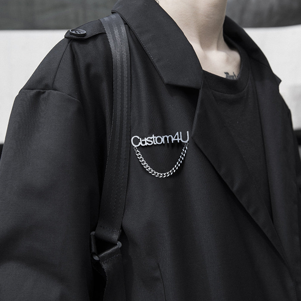 Custom4U Brooch Pin on Black Coat