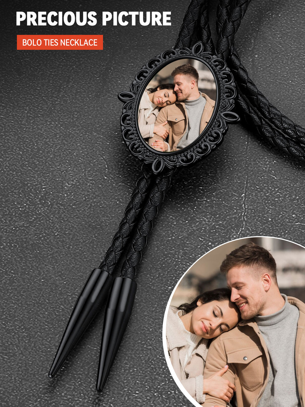 Photo Bolo Tie featuring a couple, Precious Picture Bolo Ties Necklace