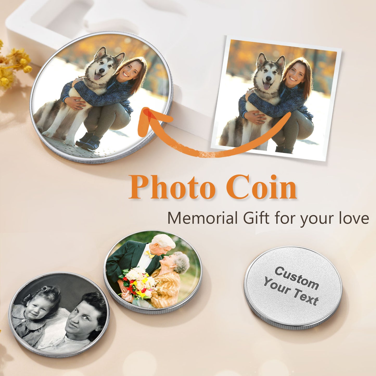 Personalized Photo Pocket Coin Memorial Pocket Token