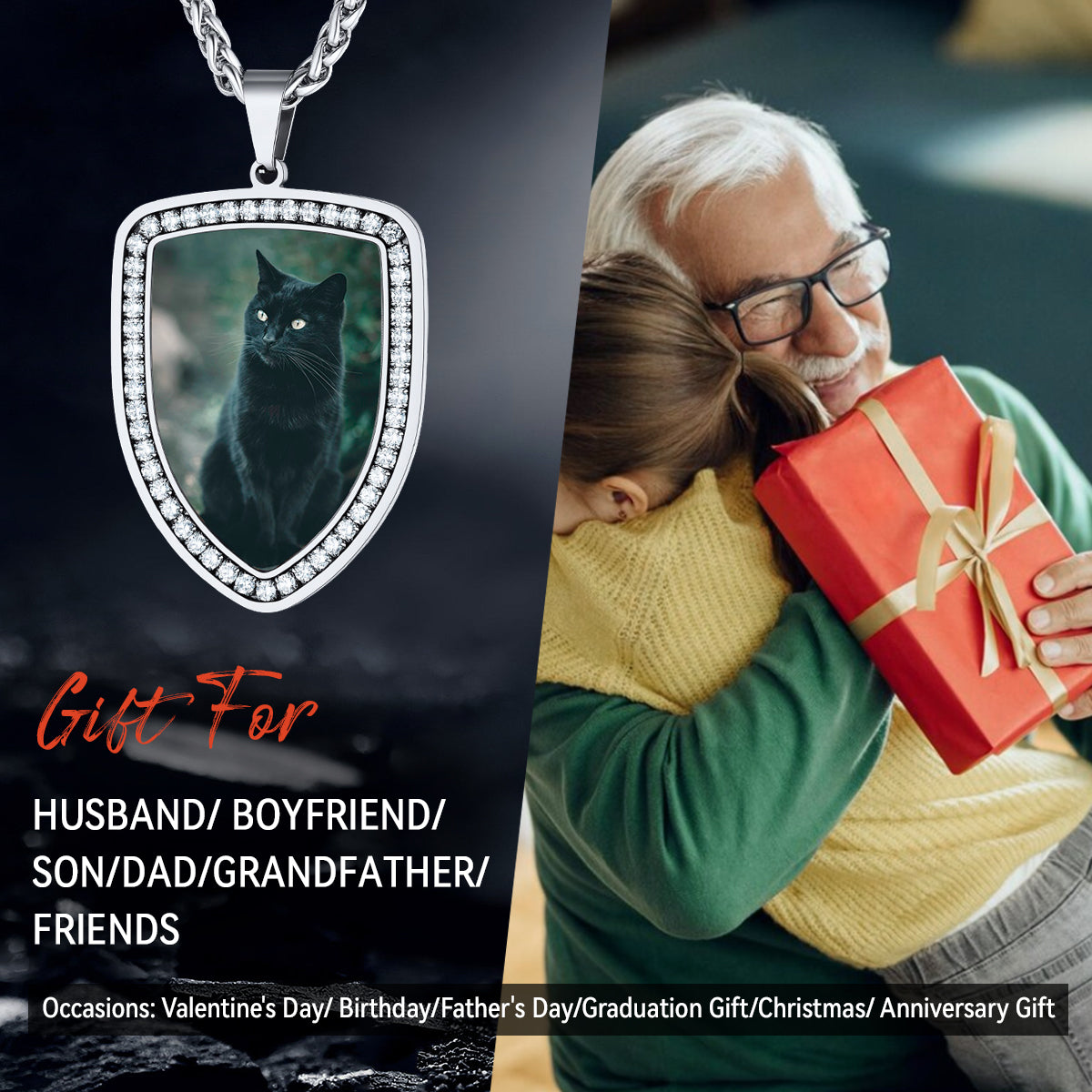 Personalized Photo Shield Necklace Engraved Pendant for Men