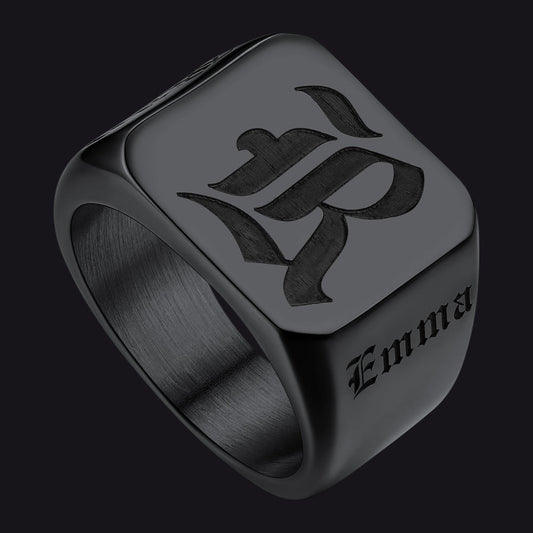 Personalized Initial Name Signet Rings Gifts for Boys Father Men FaithHeart Jewelryimg