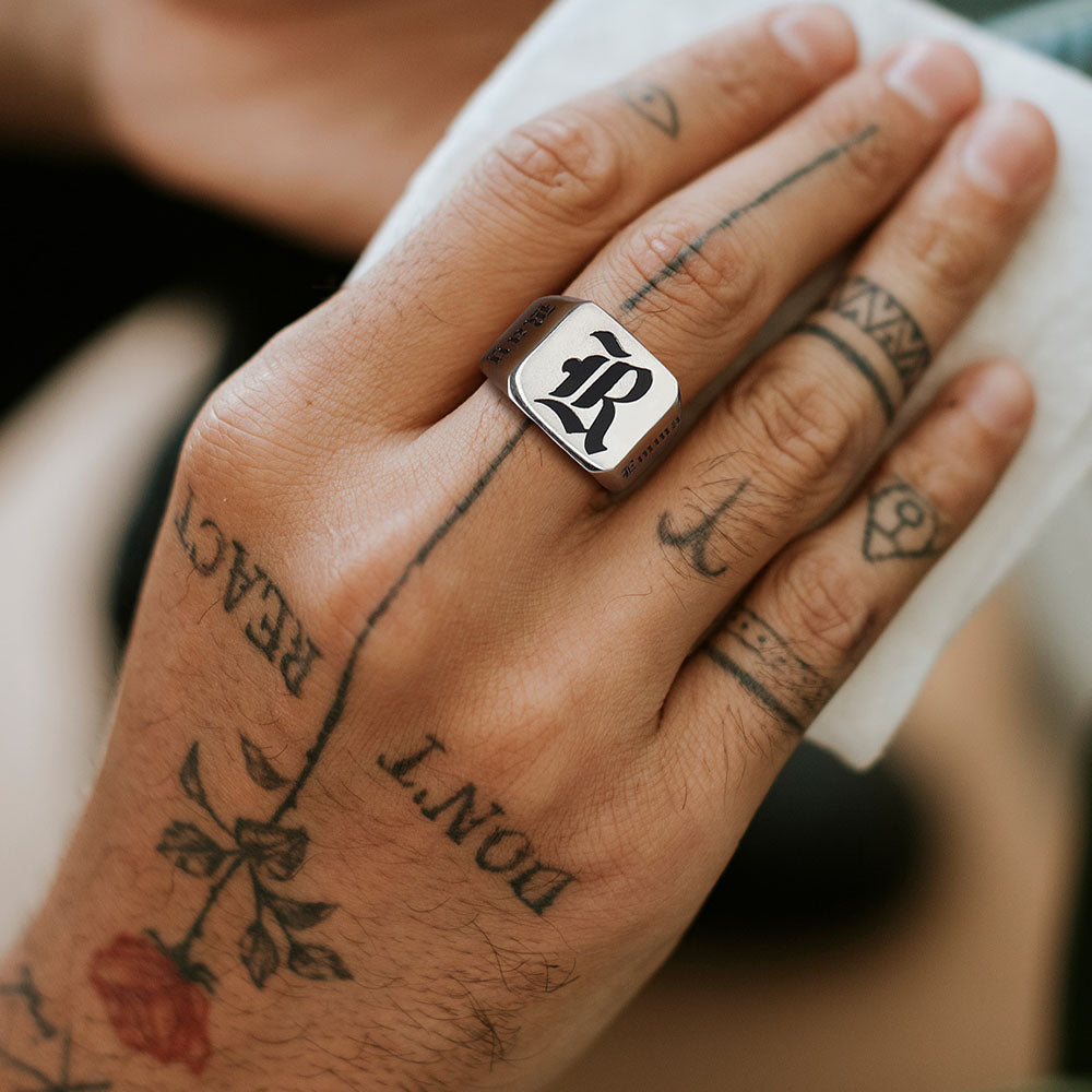 Personalized Initial Name Signet Rings Gifts for Boys Father Men FaithHeart Jewelry