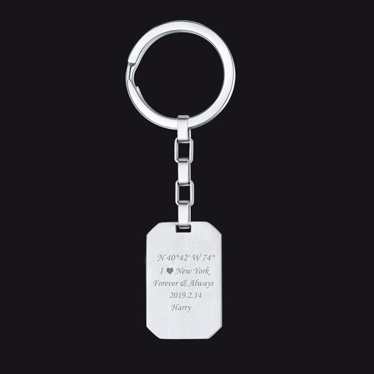 Personalized Text Dog Tag Keychain for Men Womenimg