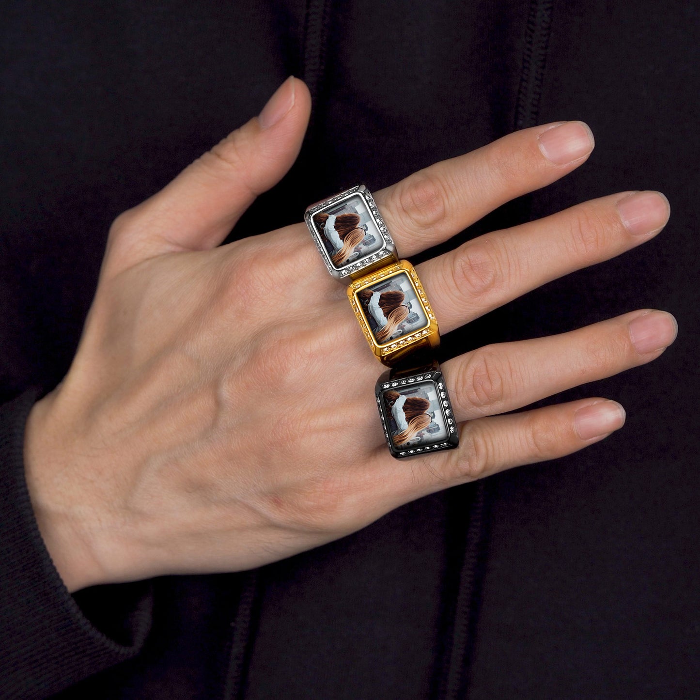Personalized Photo Ring for Men and Women - Square Signet