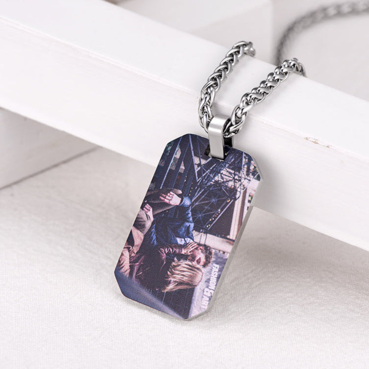 Custom Memory Picture Dog Tag Necklace for Men Women