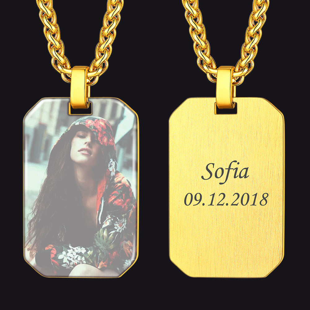 Custom Memory Picture Dog Tag Necklace for Men Women