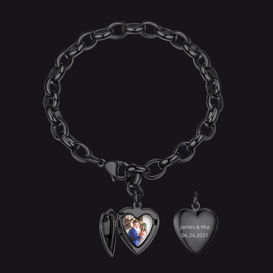 Personalized Heart Picture Locket Bracelets Memorial Giftimg