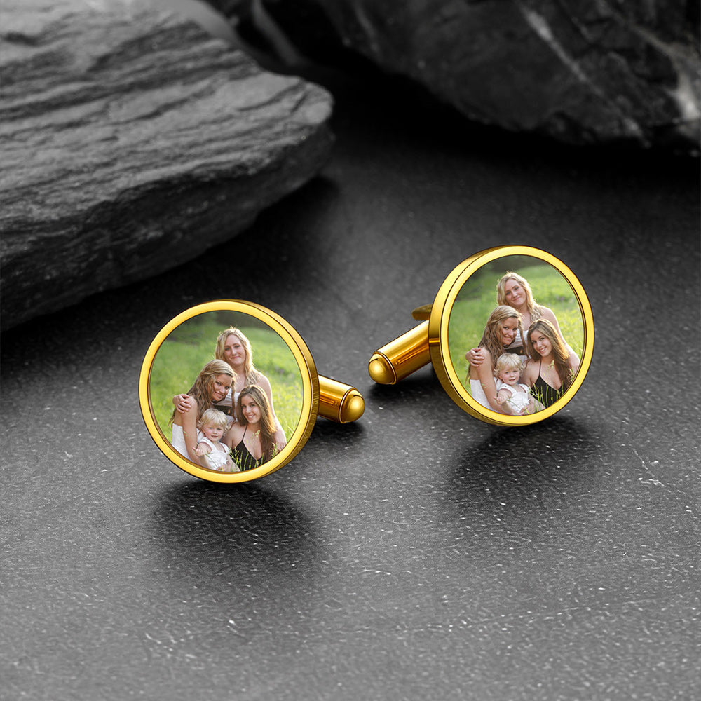 Faithheart Custom Picture Round Cufflinks for Men Groom Suits Shirts