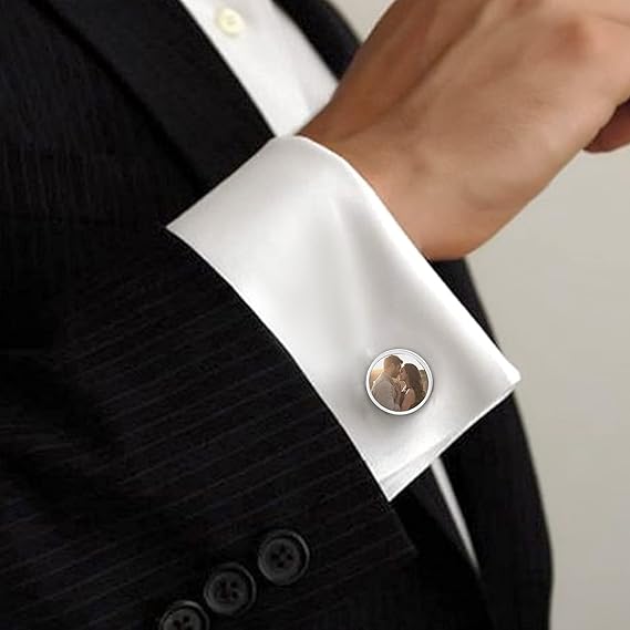 Faithheart Custom Picture Round Cufflinks for Men Groom Suits Shirts