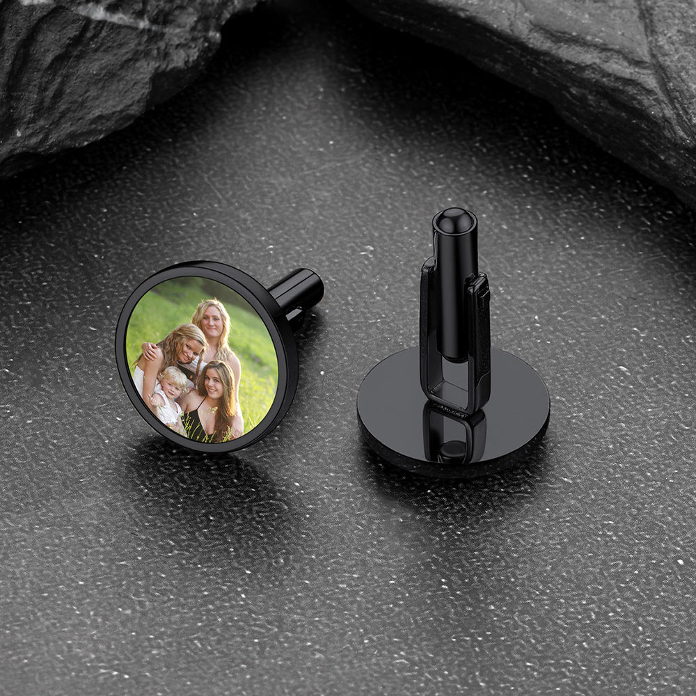 Faithheart Custom Picture Round Cufflinks for Men Groom Suits Shirts