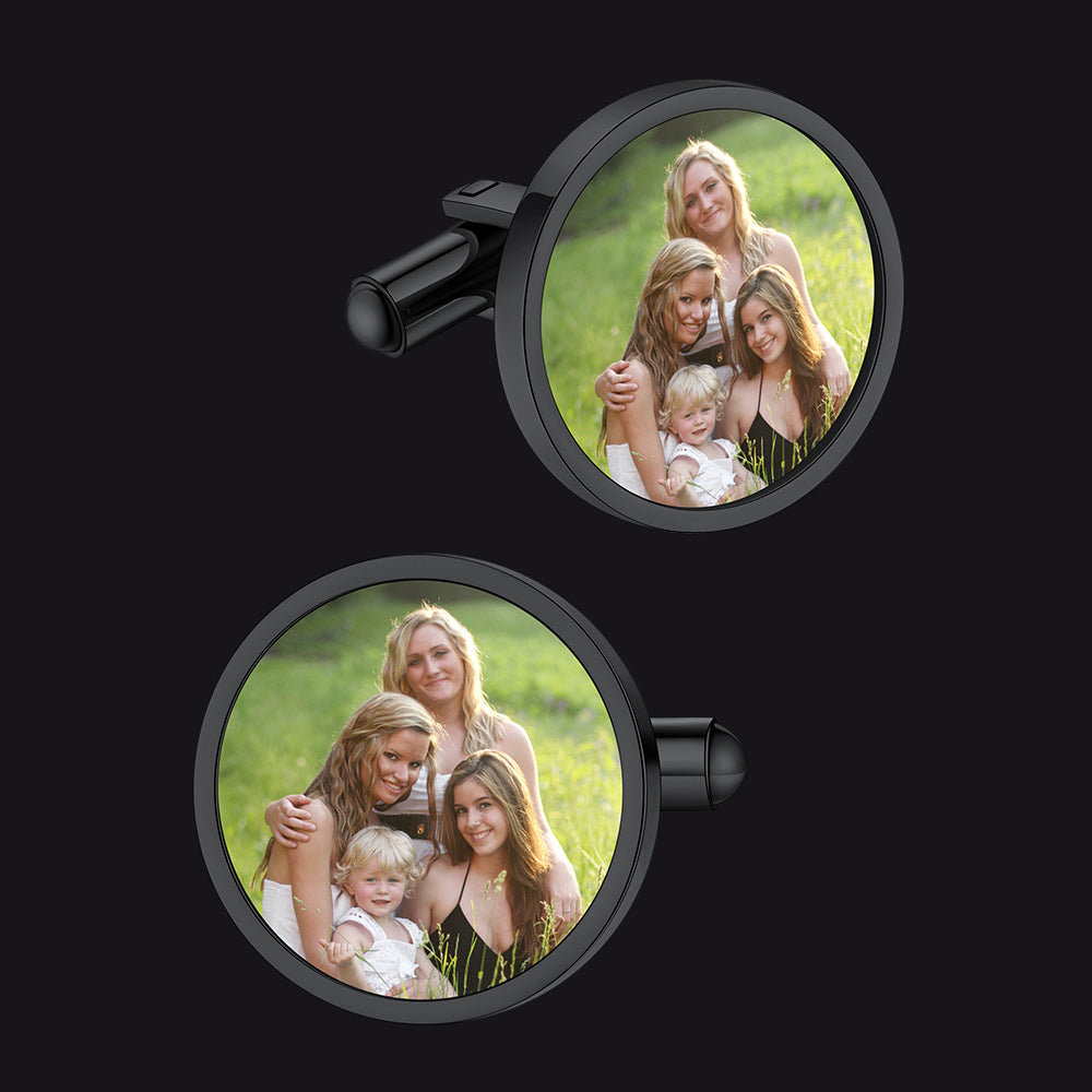Faithheart Custom Picture Round Cufflinks for Men Groom Suits Shirts