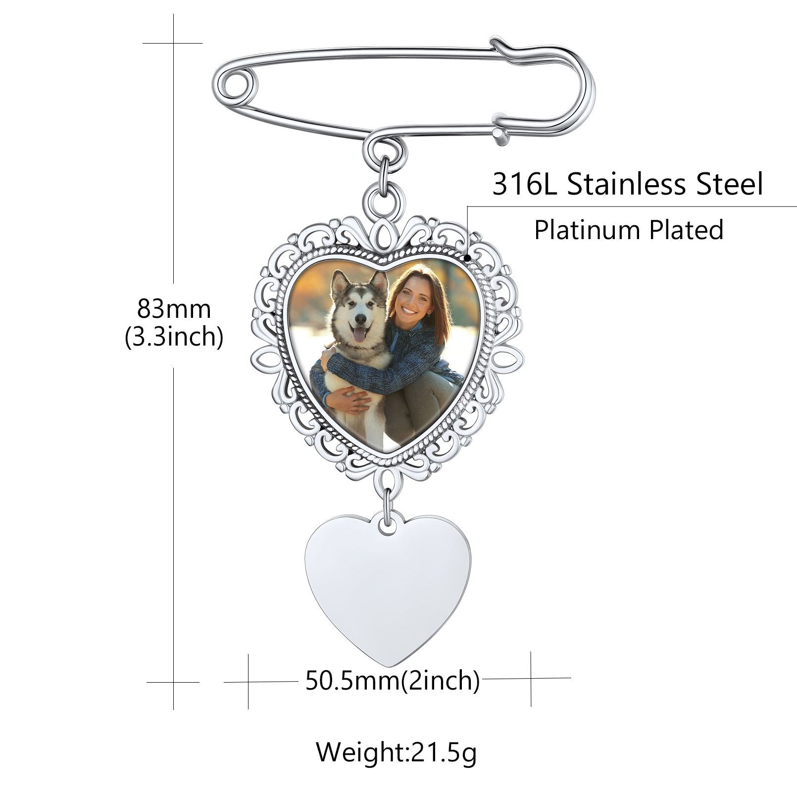 Picture Charms Brooch Pins size