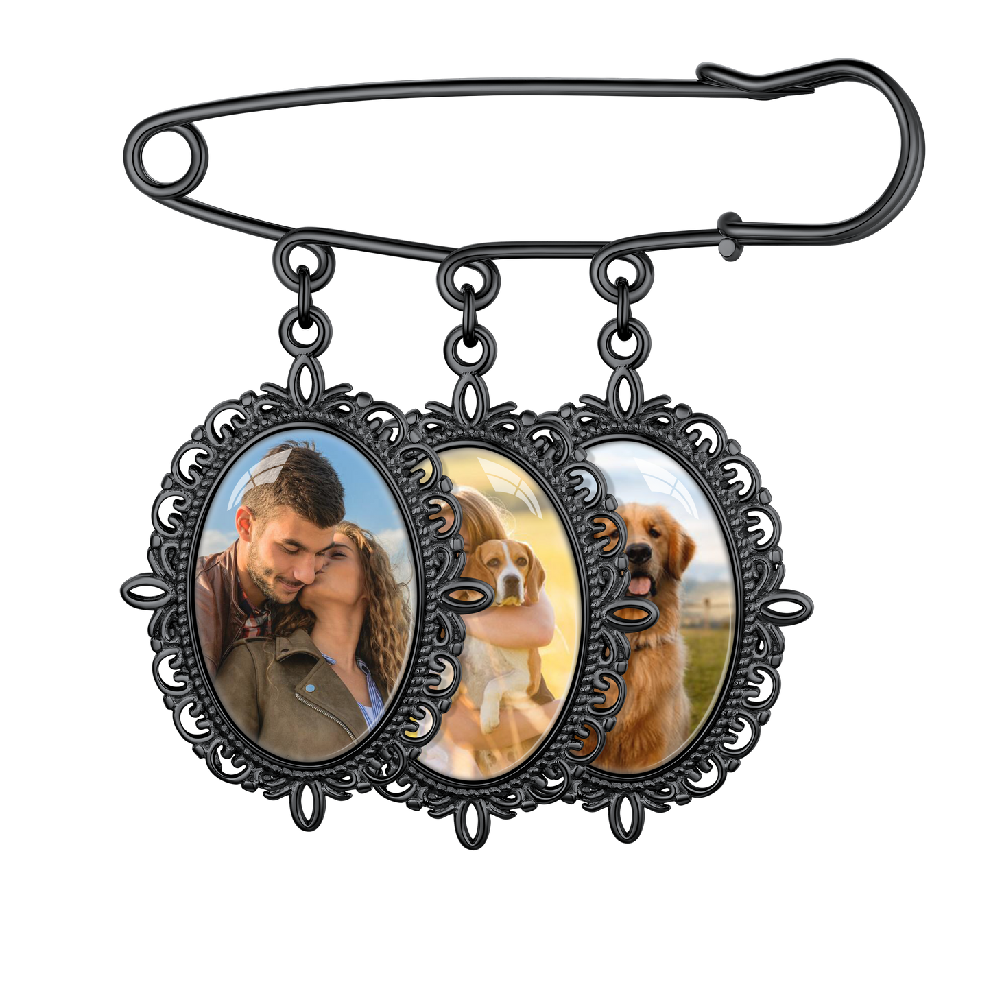 Customized 1-4 Pictures Memorial Charms Pins for Wedding/Funeral