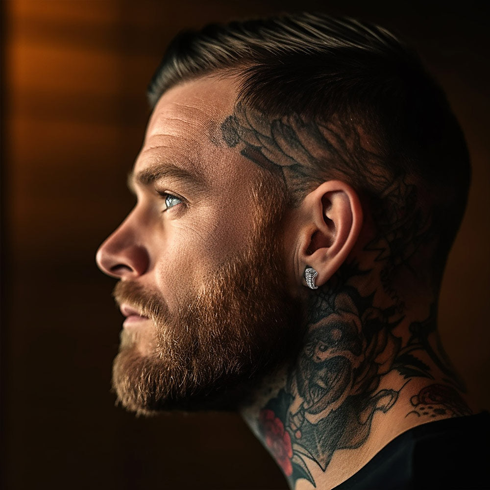 FaithHeart Punk Cobra Snake Stud Earrings for Men FaithHeart