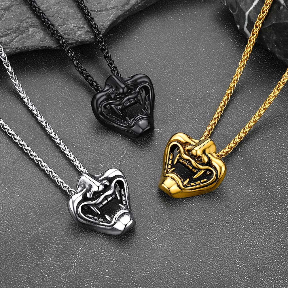 Faithheart Gothic Punk Devil Joker Necklace for Men