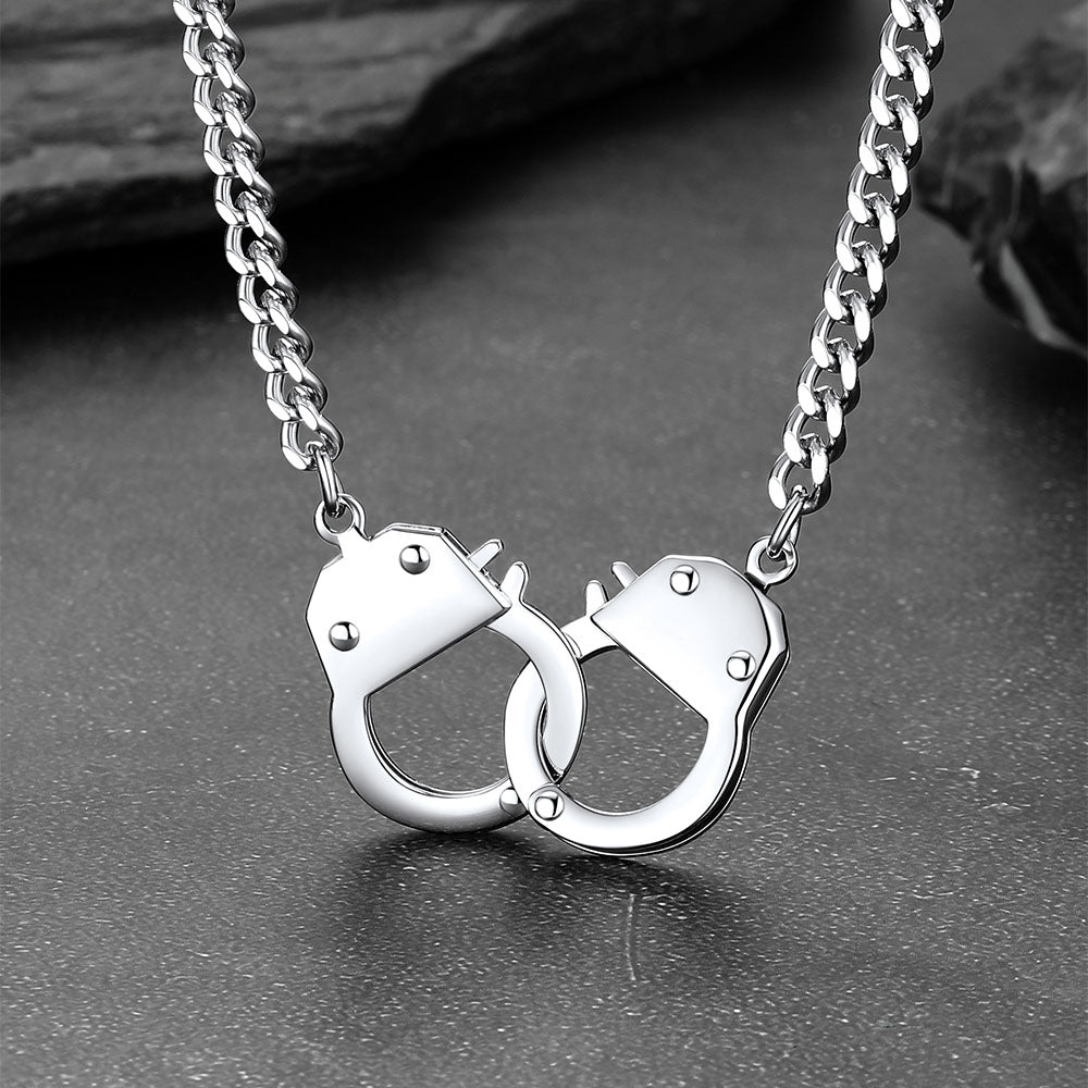Punk Handcuff Necklace for Men - Cuban Link Chain