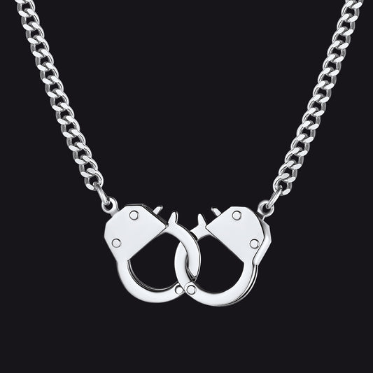 Punk Handcuff Necklace for Men, Partners in Crime Cuban Link Chainimg