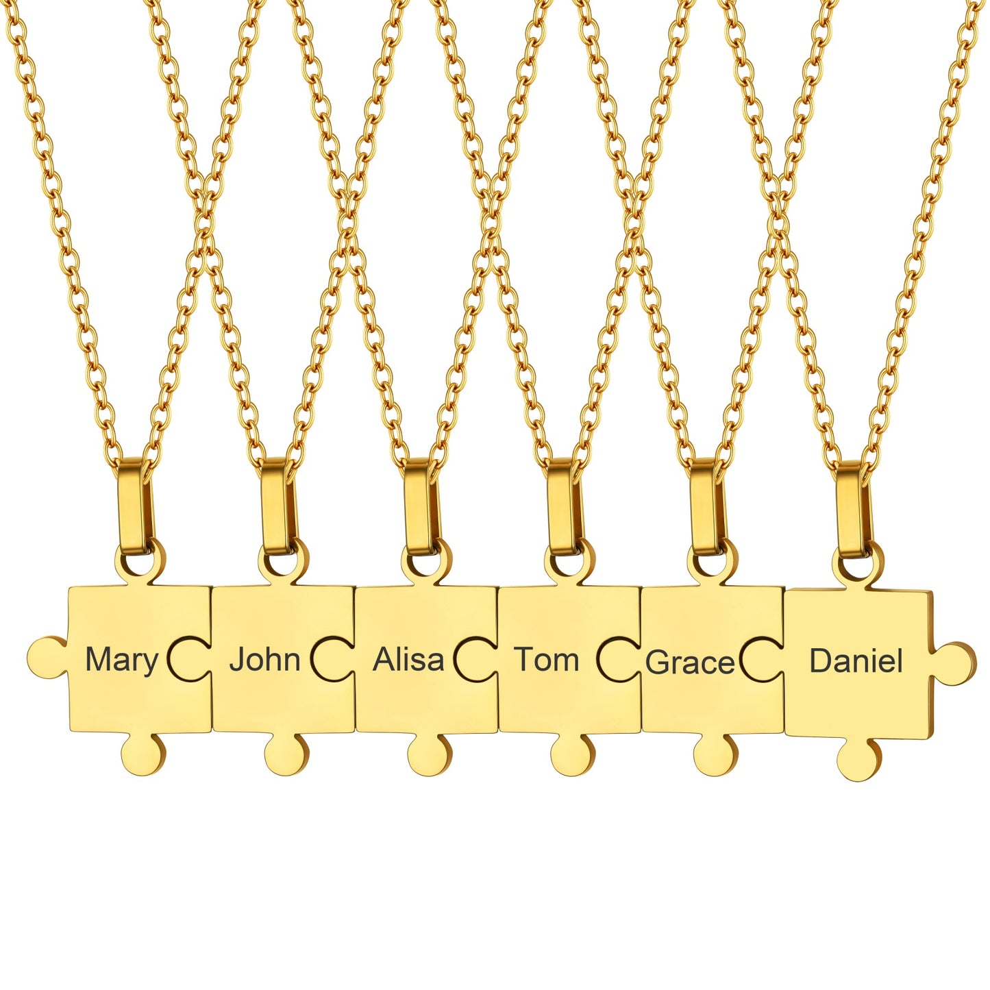 Custom Puzzle Matching Pendant Necklaces Set for Family Best Friends