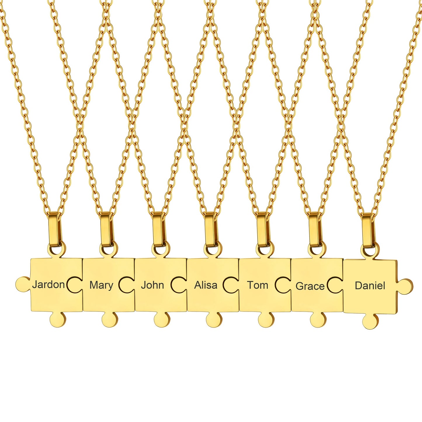 Custom Puzzle Matching Pendant Necklaces Set for Family Best Friends
