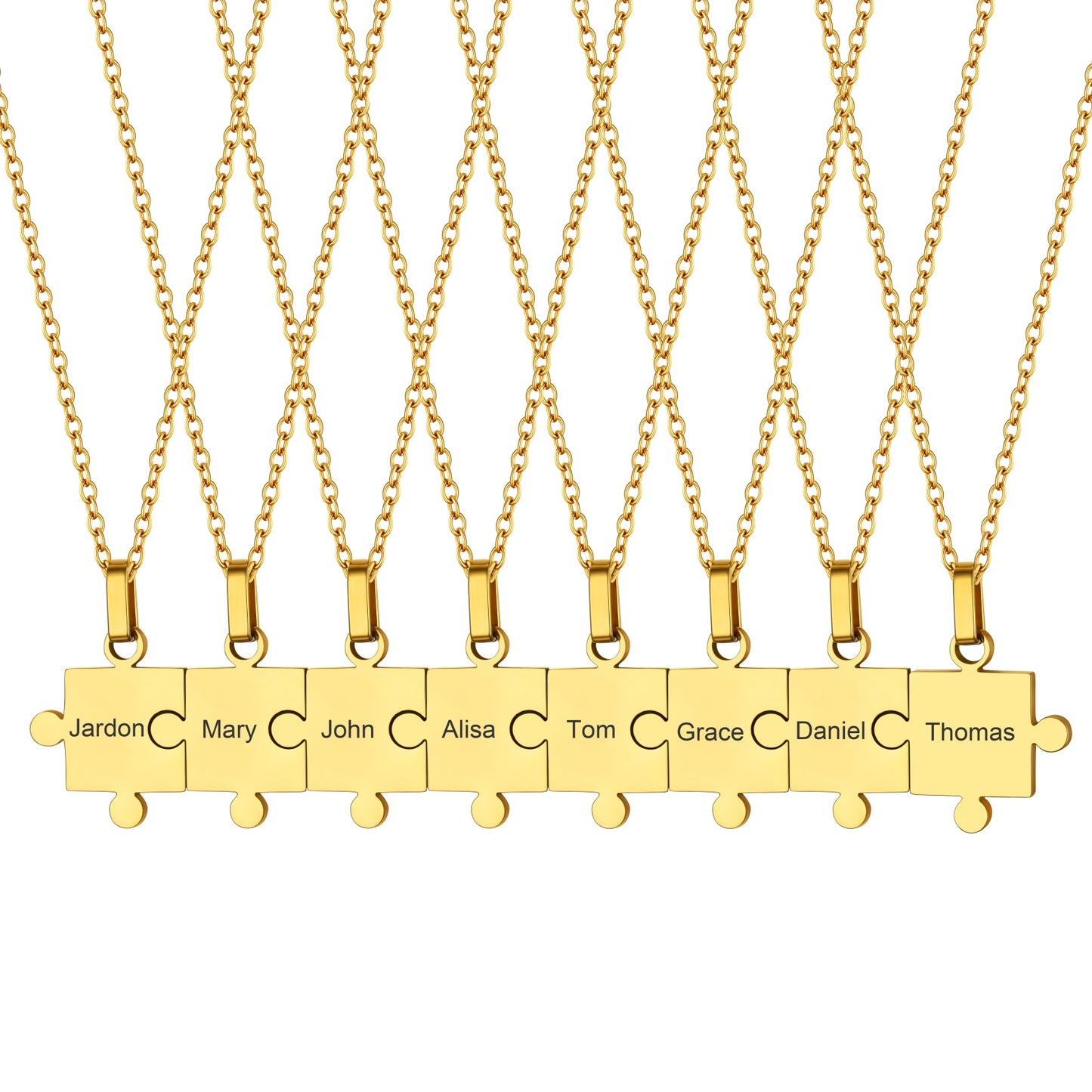 Custom Puzzle Matching Pendant Necklaces Set for Family Best Friends