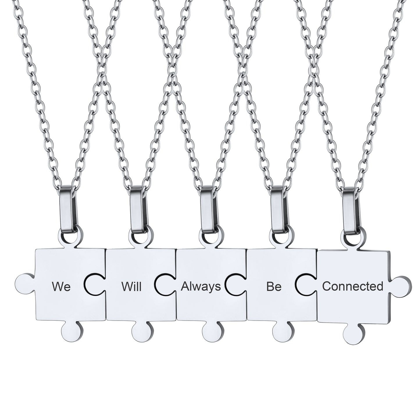 Puzzle piece necklaces set, We Will Always Be Connected, couple gift