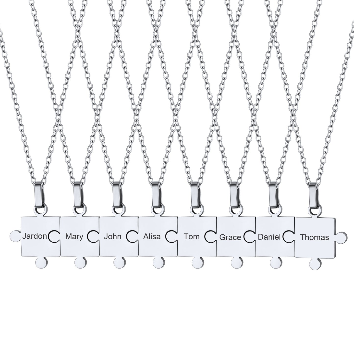 Custom Puzzle Matching Pendant Necklaces Set for Family Best Friends