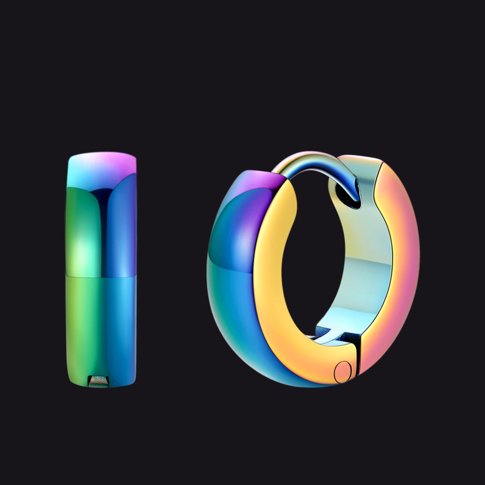 7mm Rainbow PVD Hoops Iridescent Finish