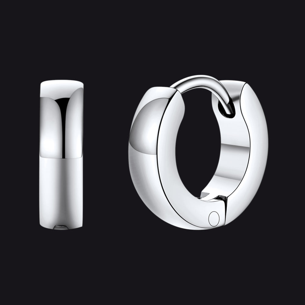 7mm Steel Huggie Earrings Hypoallergenic