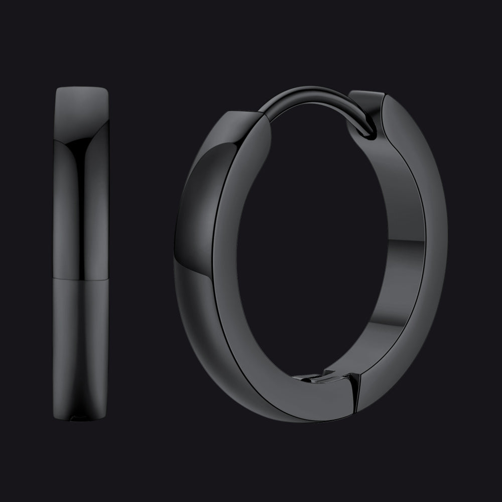 14mm Black Hoops Men's Bold Ear Jewelry