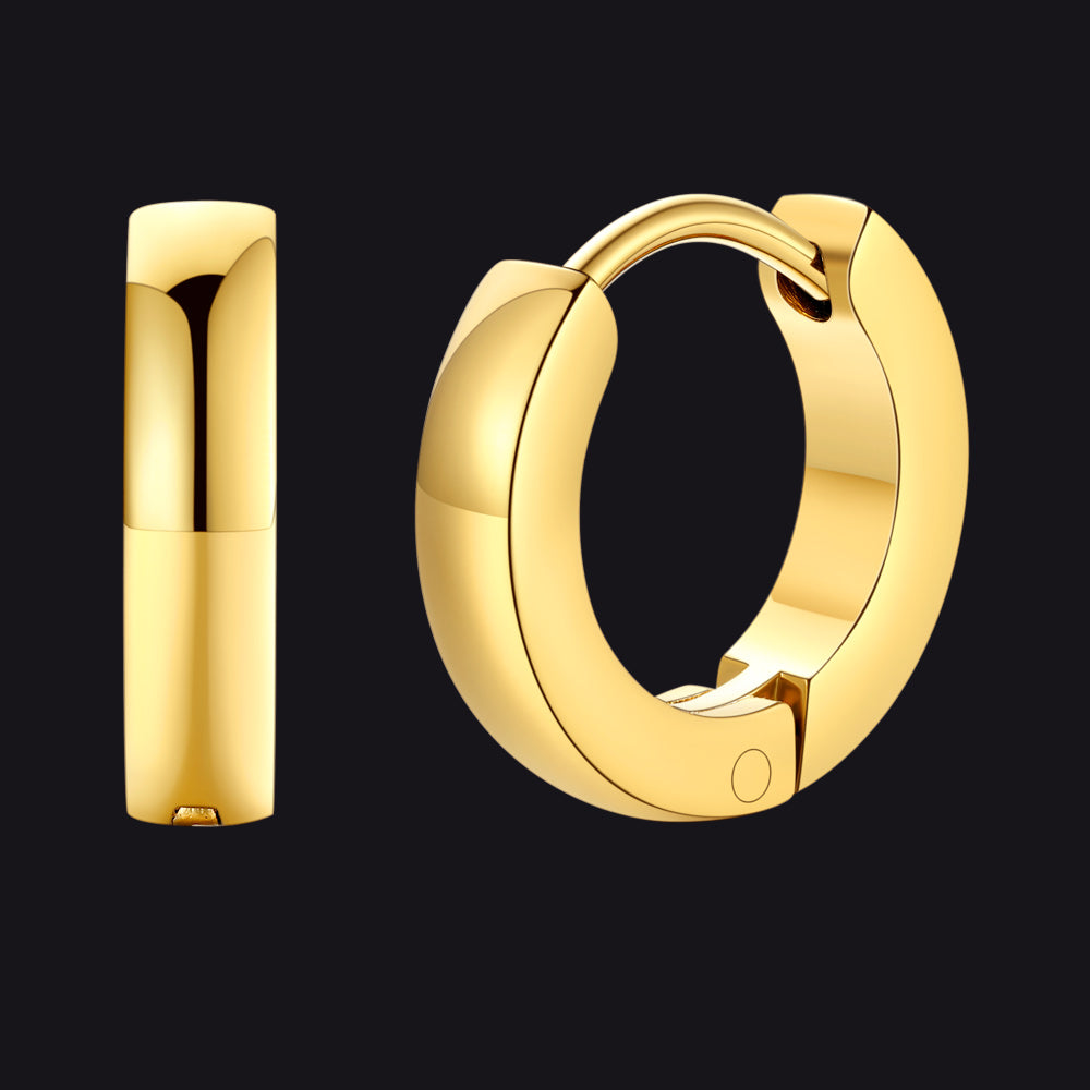 9mm Gold Plated Hoop Earrings Secure Hinge