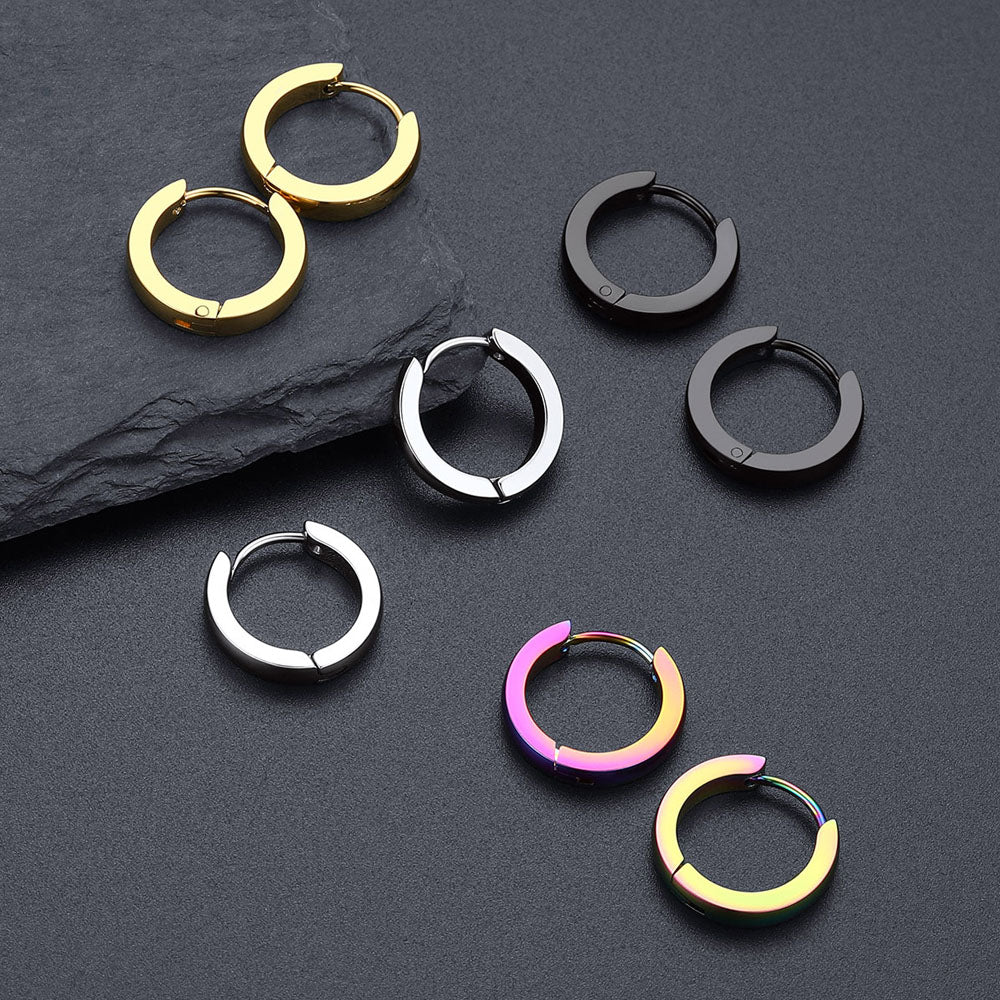Black Gold Steel Rainbow Huggie Hoops Display