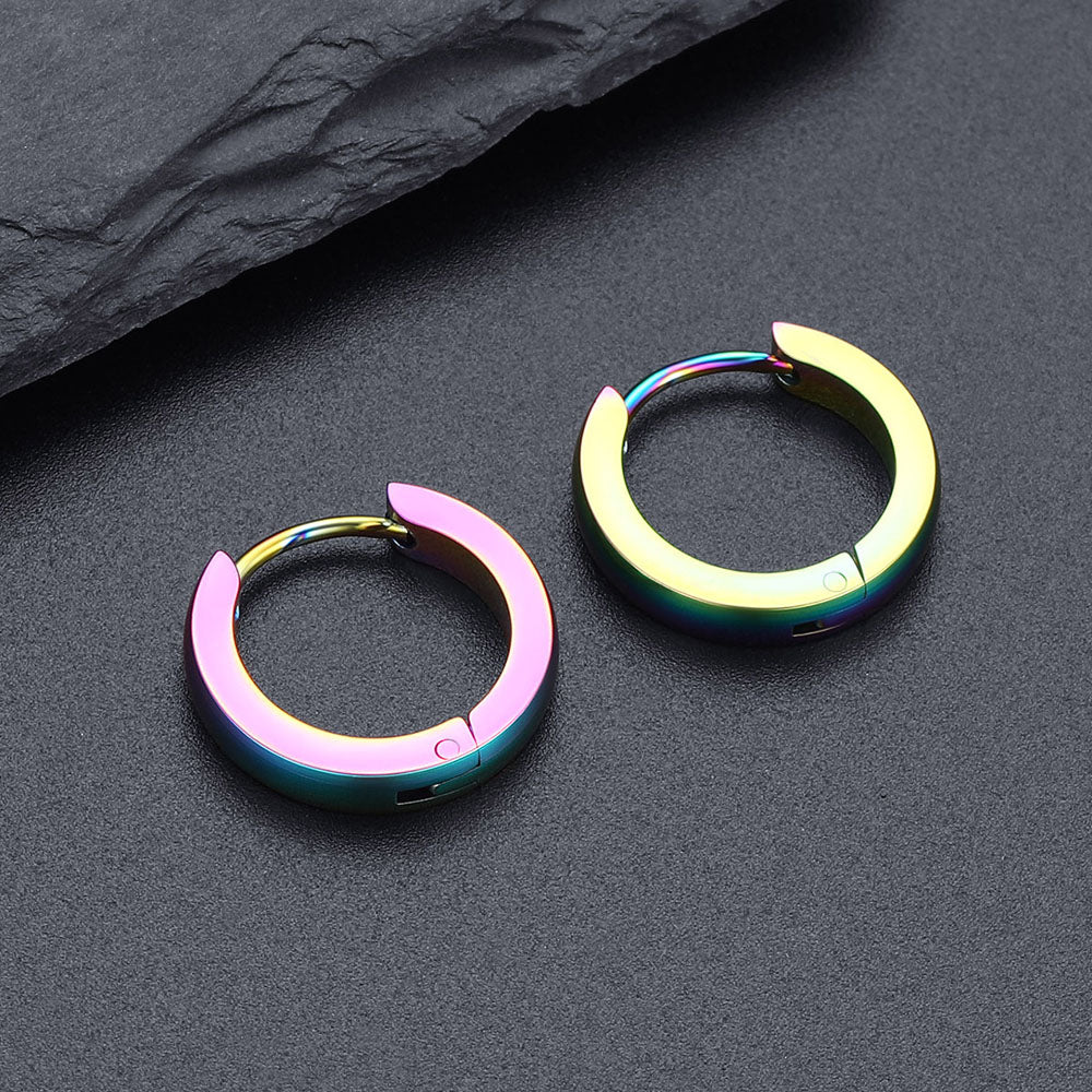 Classic Stainless Steel Huggie Hoop Earrings for Men Women